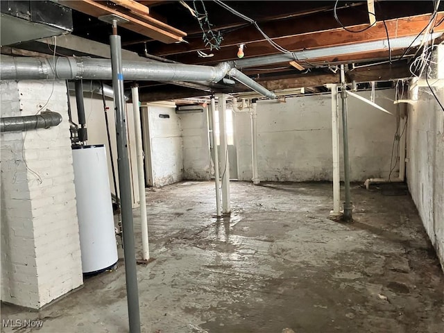 basement with water heater