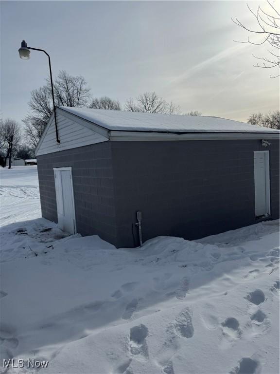 view of snow covered structure