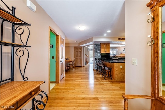 hall featuring light hardwood / wood-style floors