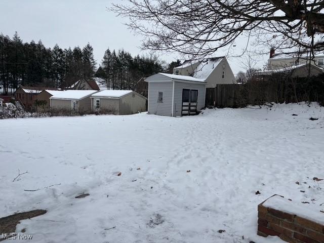 view of yard covered in snow