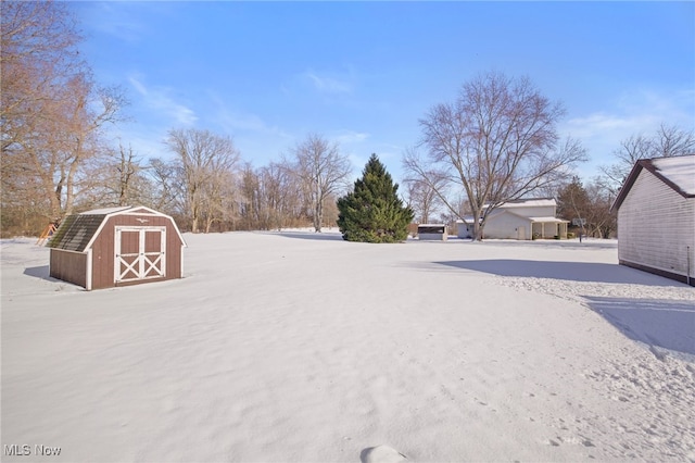 view of yard with a shed