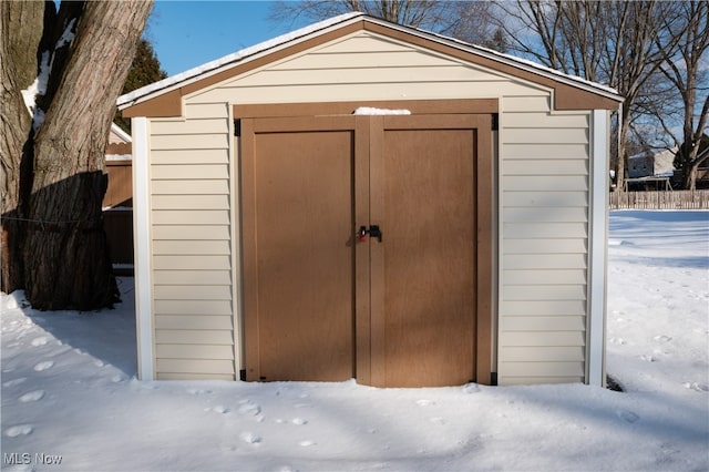 view of snow covered structure