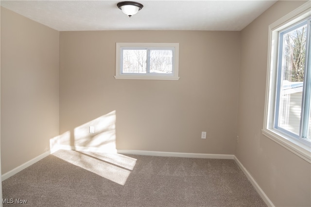 spare room with carpet flooring and a wealth of natural light