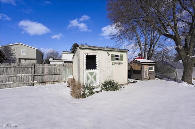 view of snow covered structure