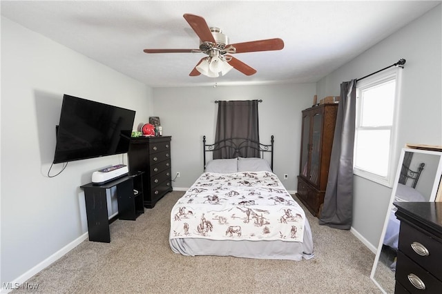 bedroom with carpet floors and ceiling fan