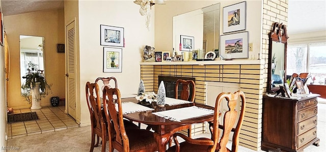 view of carpeted dining area