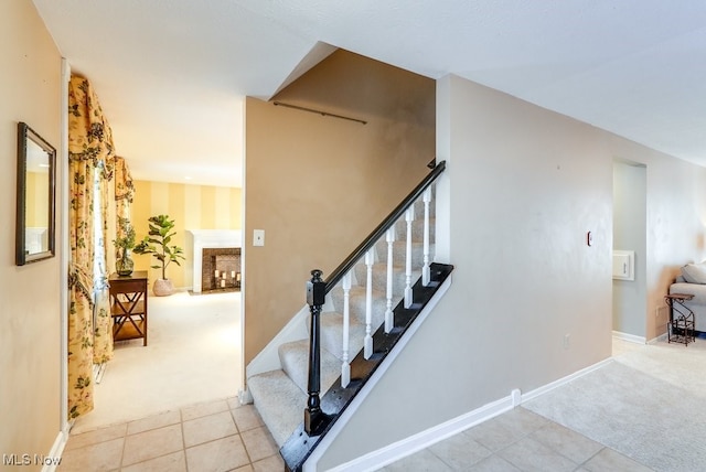 stairway with carpet flooring