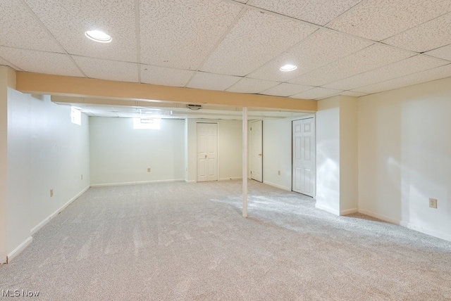 basement with carpet floors