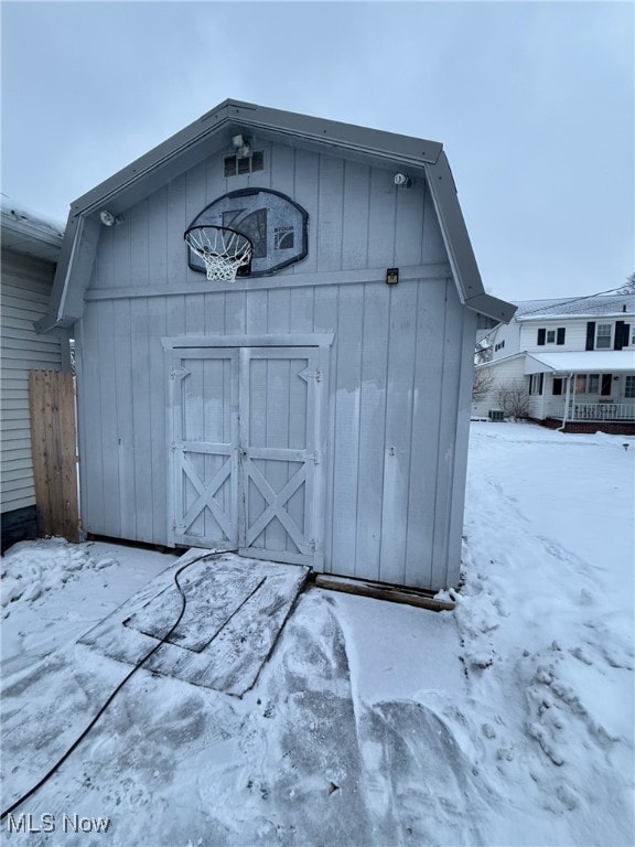 view of snow covered structure