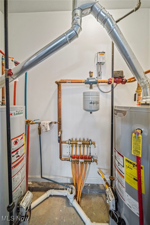 utility room with gas water heater