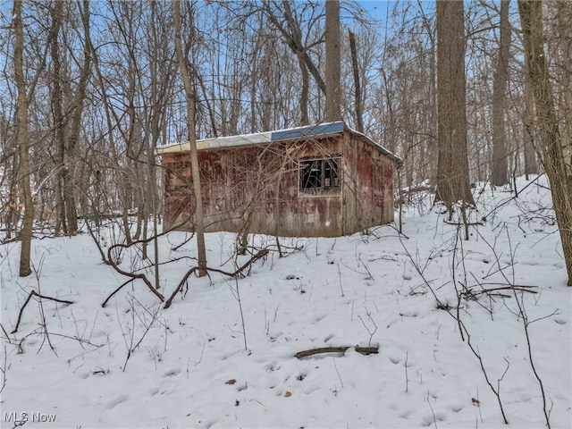 view of snow covered structure