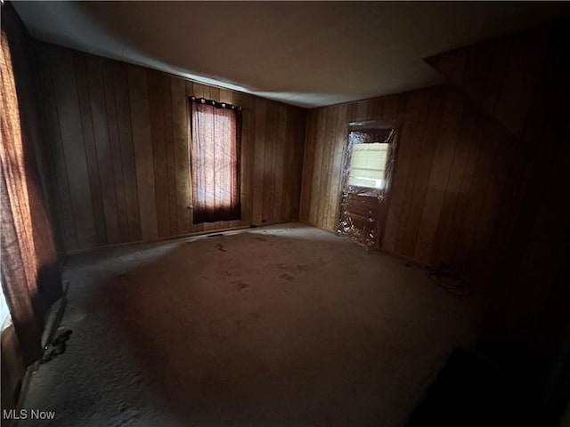 empty room with wood walls