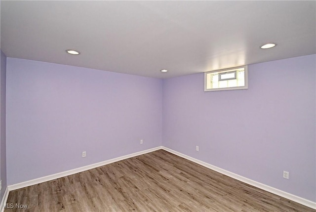 basement featuring wood-type flooring