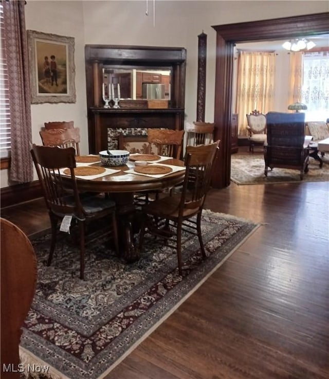 dining room featuring dark hardwood / wood-style flooring