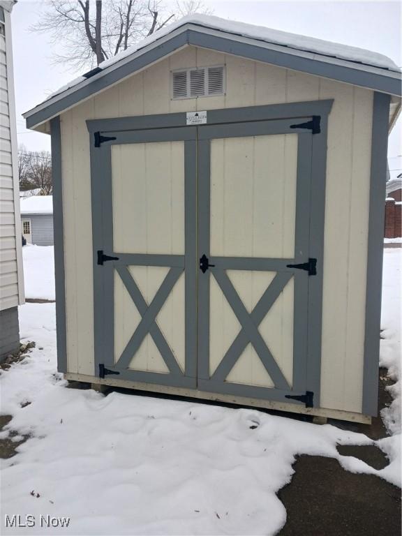 view of snow covered structure