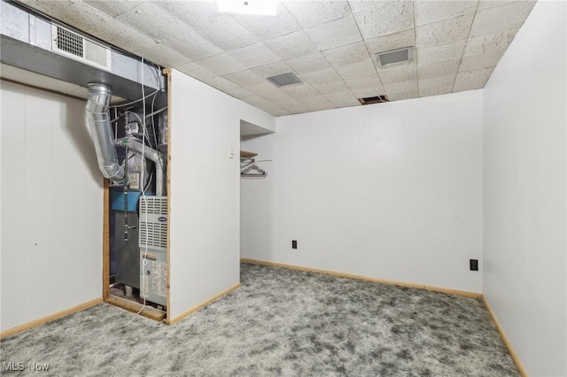 basement with carpet floors