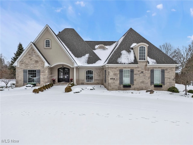 view of front facade featuring french doors