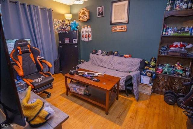 living room with hardwood / wood-style floors