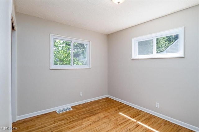 empty room with plenty of natural light and light wood-type flooring