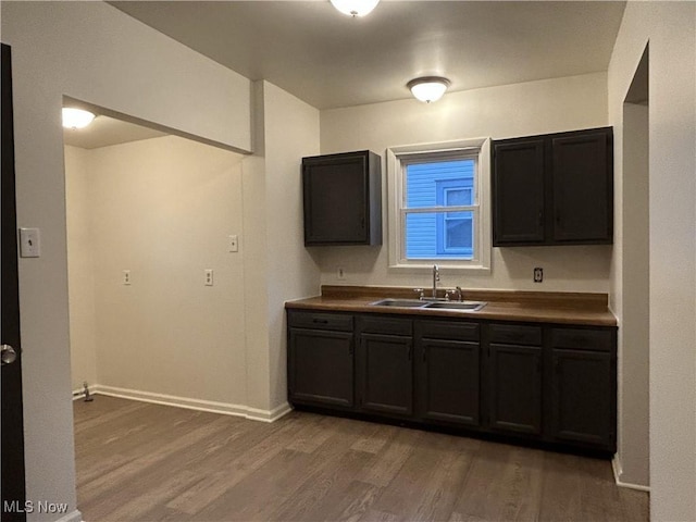 kitchen with sink and dark wood-type flooring