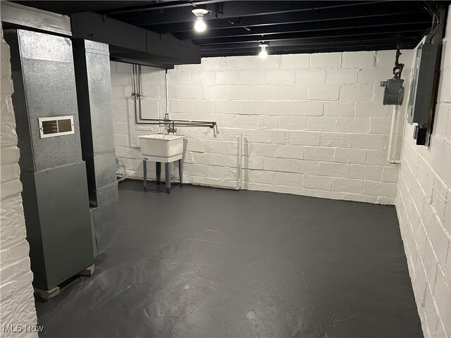 basement with sink