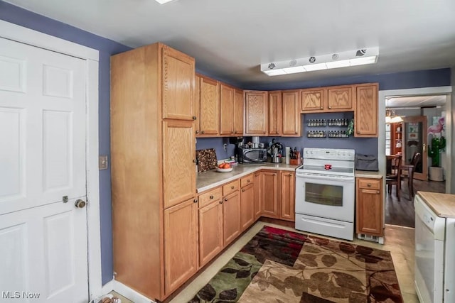 kitchen with white electric range oven