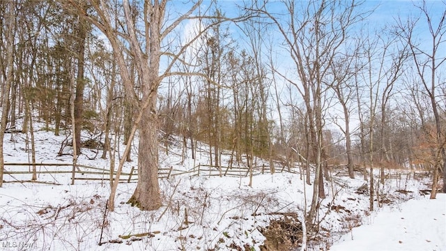 view of snow covered land