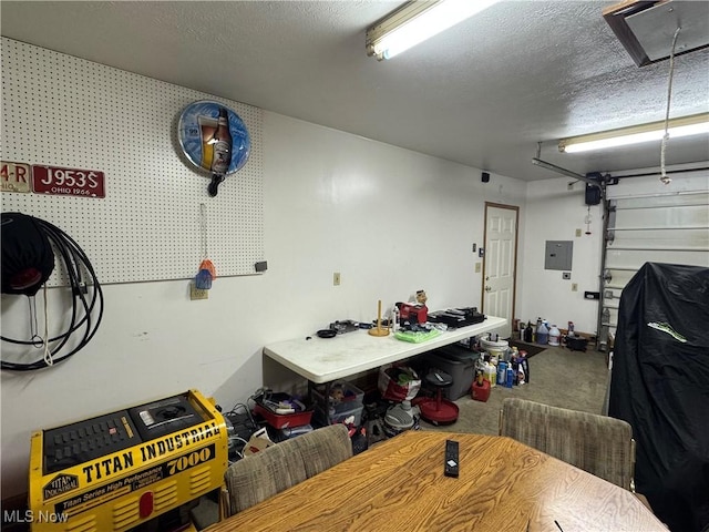 garage with electric panel