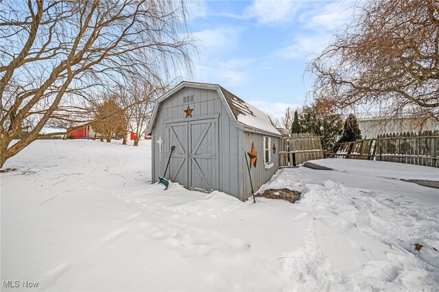 view of snow covered structure