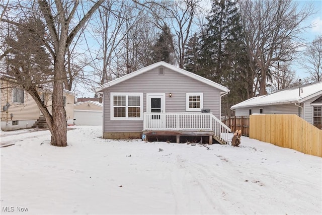 view of front of home featuring a wooden deck