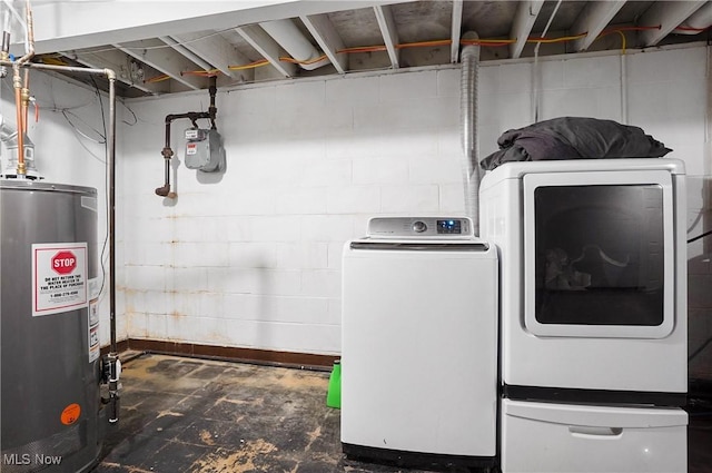 washroom featuring washer / clothes dryer and gas water heater