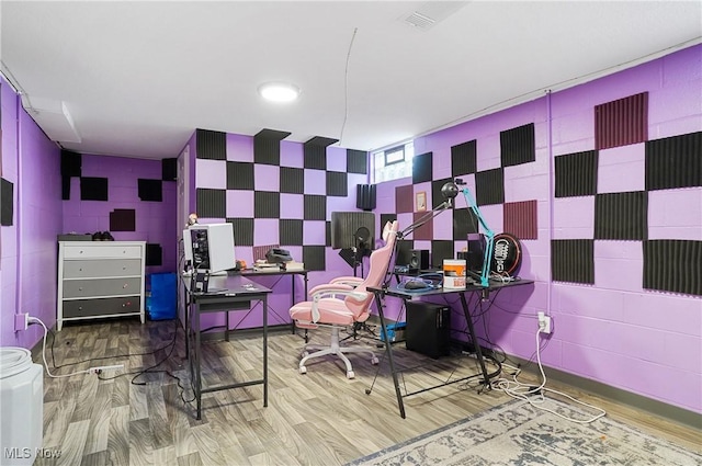 office area with light wood-type flooring