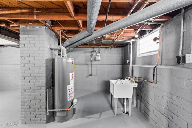 basement with gas water heater