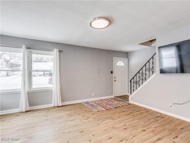 foyer featuring light wood-type flooring