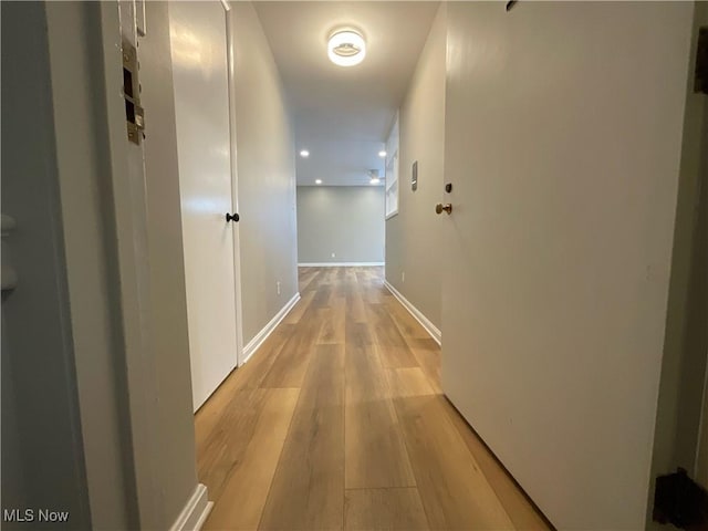 corridor featuring light wood-type flooring