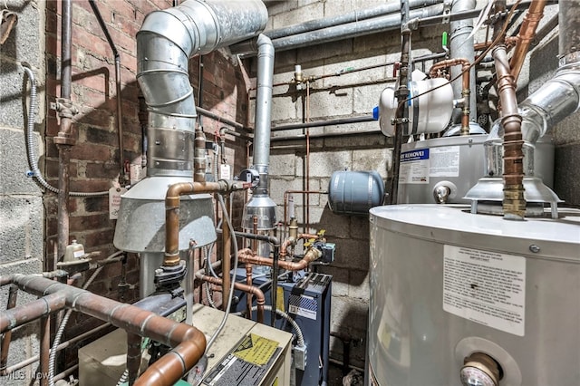 utility room featuring water heater