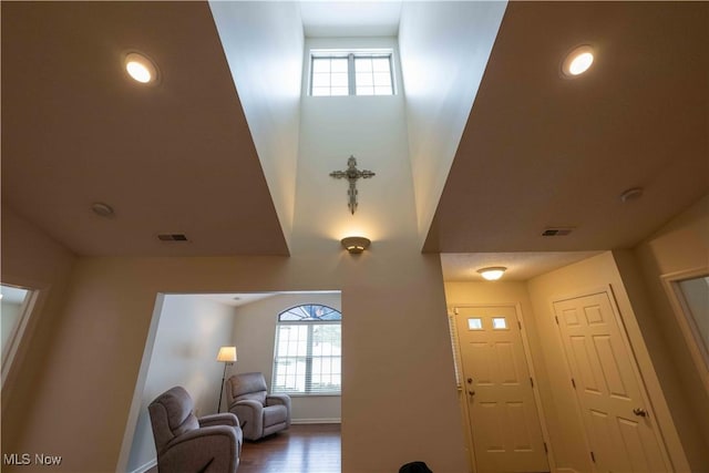 entrance foyer with a healthy amount of sunlight and wood-type flooring