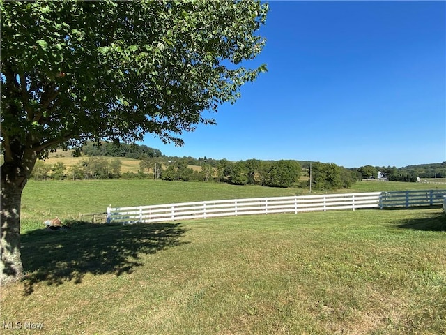 view of yard with a rural view