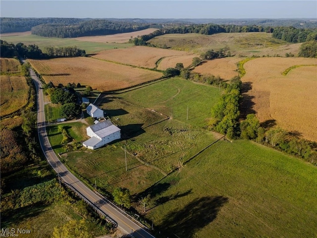 bird's eye view featuring a rural view