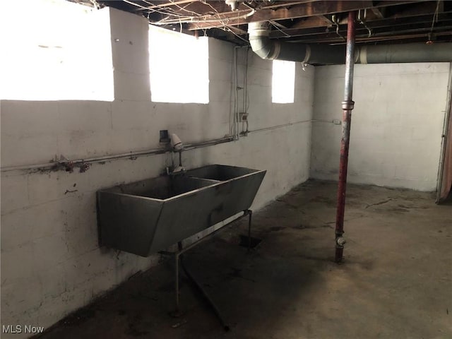 basement featuring sink