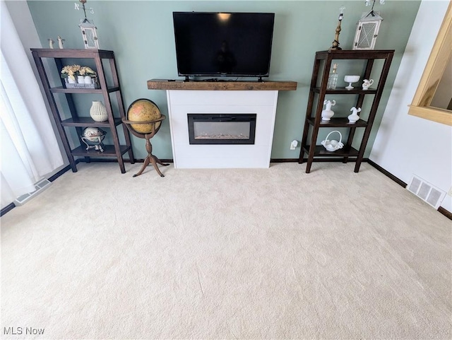 living room with light carpet