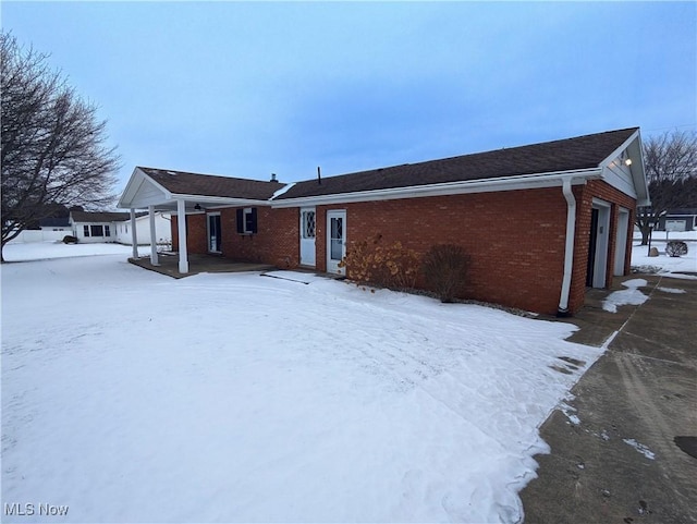 exterior space with a garage