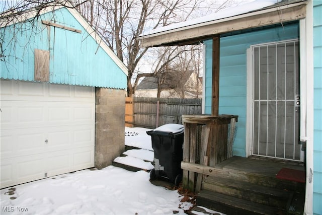 exterior space with a garage