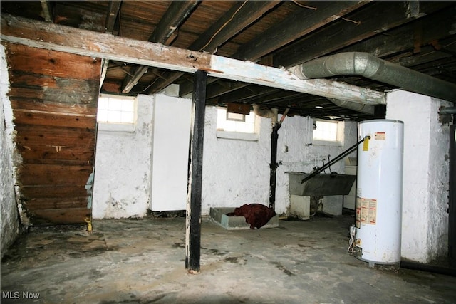 basement with gas water heater