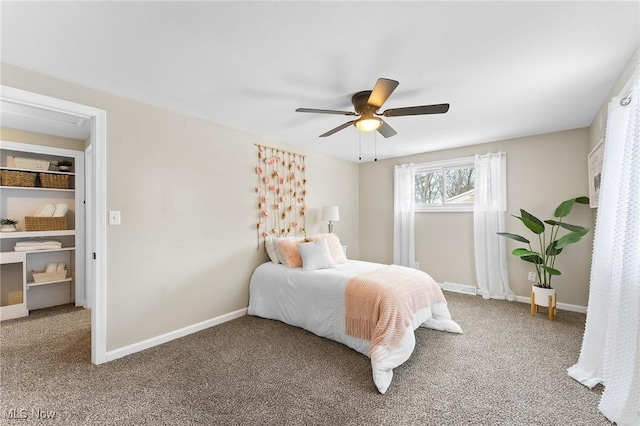 bedroom with carpet and ceiling fan