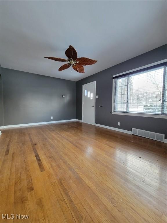 interior space featuring ceiling fan and light hardwood / wood-style flooring