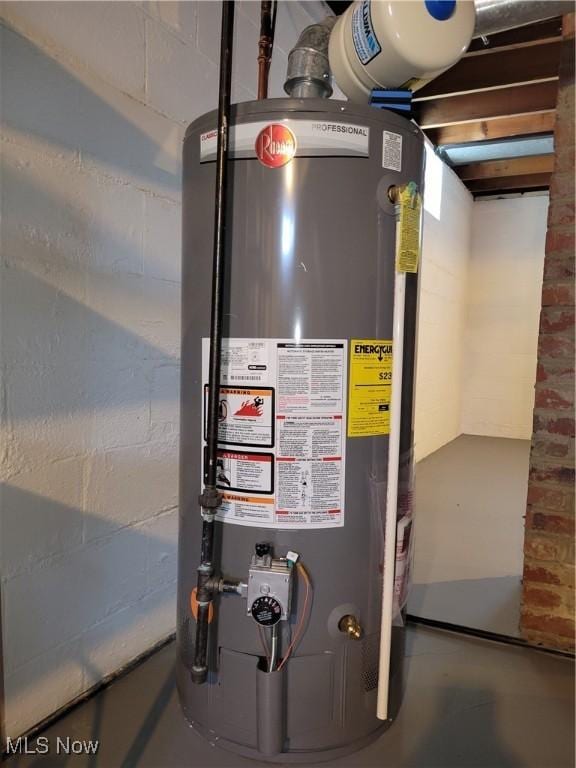 utility room with gas water heater