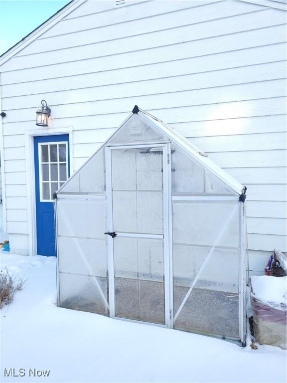 view of snow covered structure