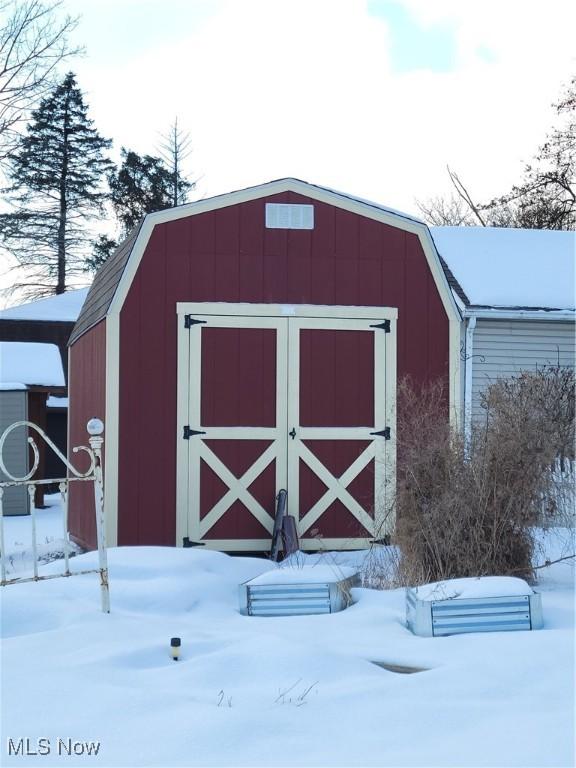 view of snow covered structure