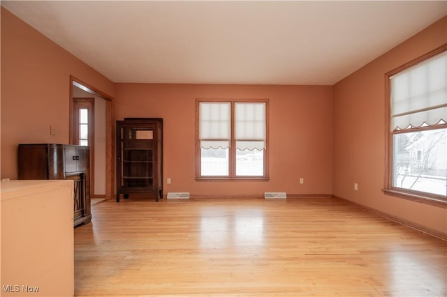 unfurnished living room with light hardwood / wood-style flooring